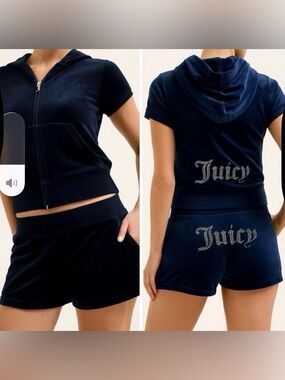 Juicy Couture Navy Velour Set with Sparkle Logo
